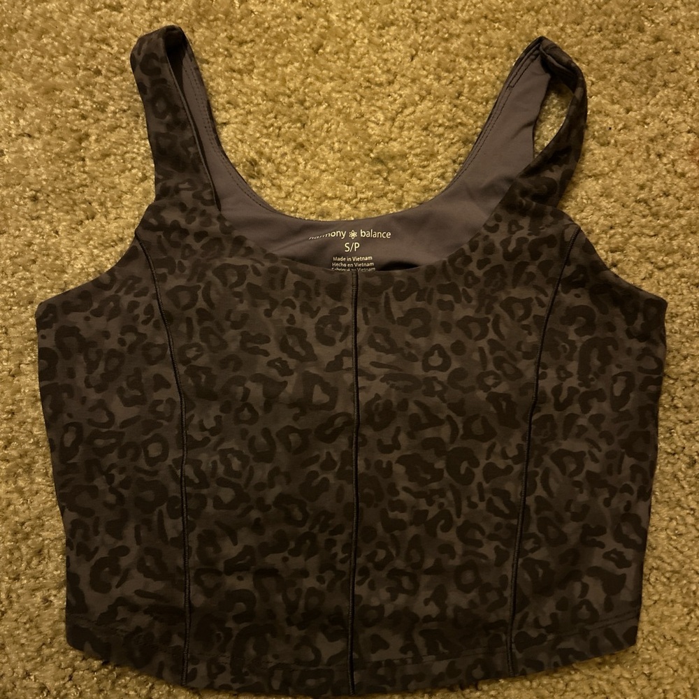 Gray Leopard Print Crop Top